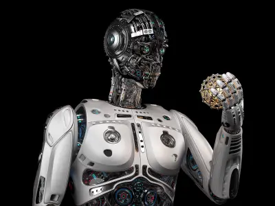 Futuristic Robot Man Rigged 3D model