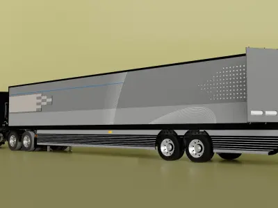  Freight Truck with Futuristic Trailer Rigged for Cinema 4D 