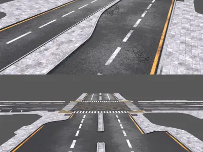 Road 01 Low-poly 3D model