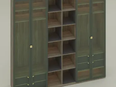 Modern Wardrobe with Glass Doors 3D Model Low-poly 3D model