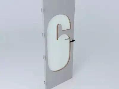 Wording 6 3D door very detail with glass  lock and hinger Free 3D model