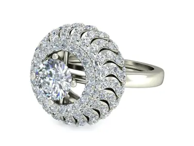 The diamond ring on white gold-VJR10 3D print model