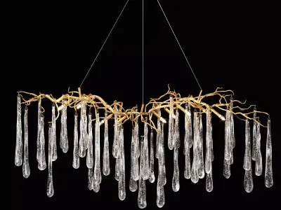 John-Richard Brass and Glass Teardrop Nine-Light Chandelier 3D model