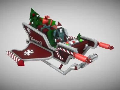 Xmas Robo Santa Sleigh 2023 Low-poly 3D model