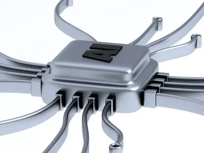 ai chip Symbol Silver 3D model