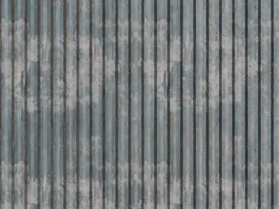 Weathered Blue Corrugated Steel Siding PBR Seamless Texture
