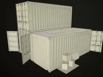 Shipping Container Asset Bundle Low-poly 3D model