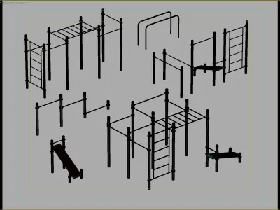 Professional Outdoor Workout Equipment Set 3D model
