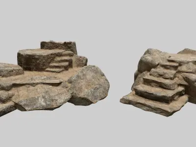 Altar Set rock Low-poly 3D model