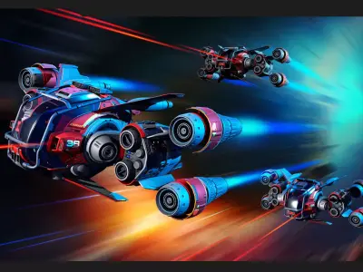 Modular SCARAB Starfighter  Low-poly 3D model