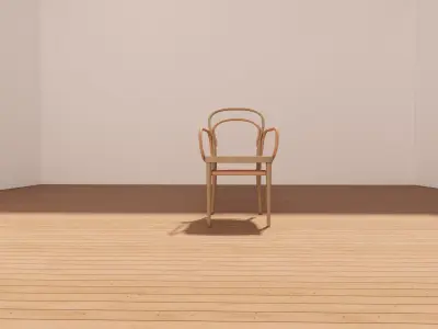Bentwood Armchair 3D - Wood - Modern Minimalist Low-poly 3D model