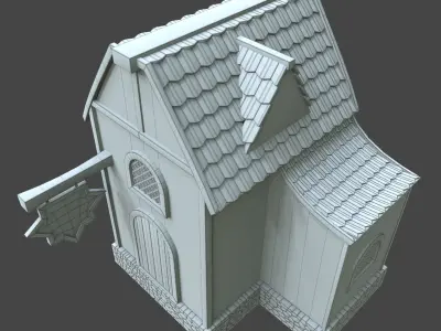 House stylized western 3d model Low-poly 3D model