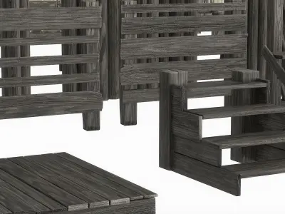 Wood and Rope collection Low-poly 3D model