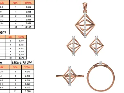 Light wt Ring Earrings Pendant set 3dm stl 1-render details 3D print model 39
