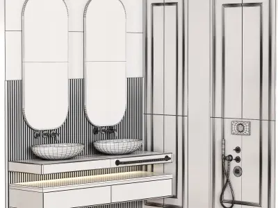 Bathroom furniture N009 in Neoclassic style Low-poly 3D model