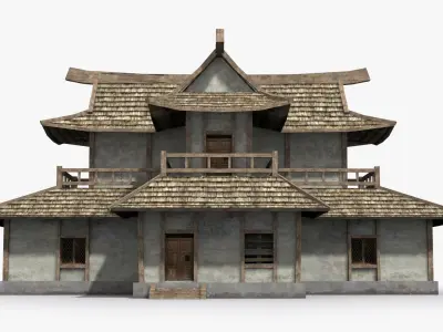 Ancient house x4 Low-poly 3D model