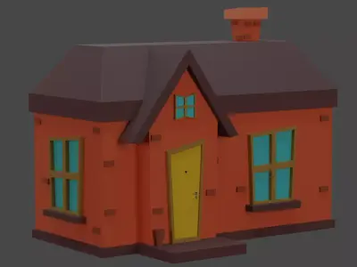 House cartoon with door 3D model