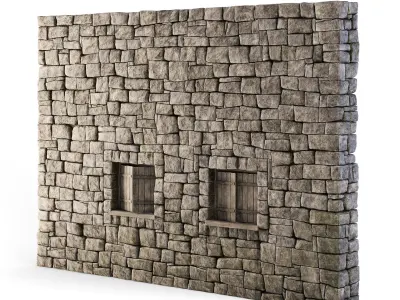 Forge Stone Wall with Windows 3D model