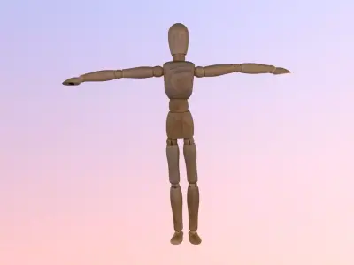 Wooden Posed Statue  3D model