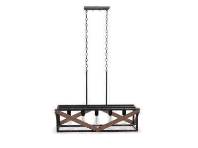 Farmhouse 5-Light Linear Cage Pendant Light Low-poly 3D model