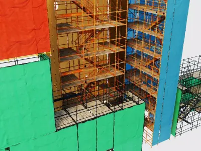 Scaffolding Construction Site 3D Model Safety Net Scaffold Low-poly 3D model