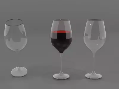 Glass and Glass of Wine 3D model