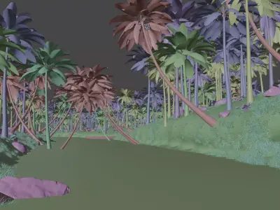 Tropical Palm Forest Environment with Realistic Coconut Trees 3D model