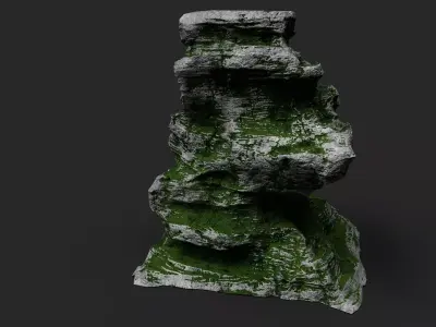 Mossy Cliff Rock 23-2 Low-poly 3D model