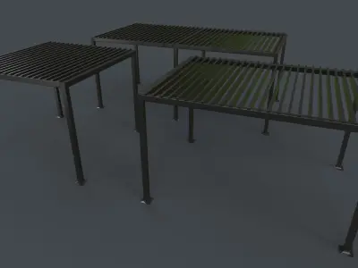 PBR Wooden Pergola Gazebo B3  Low-poly 3D model