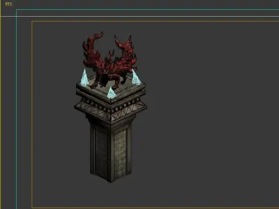 Game model - refining fire temple statue 3D model