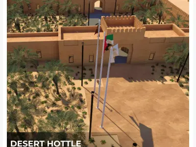 Desert hotel Low-poly 3D model