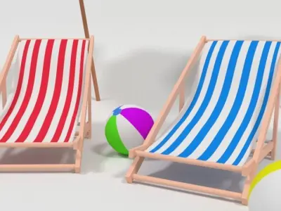 beach assets Low-poly 3D model