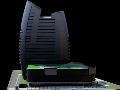 skyscraper modern building Low-poly 3D model