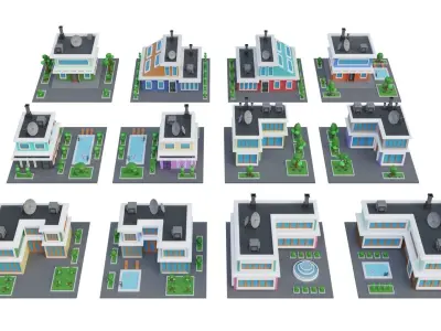 Low Poly House Pack Low-poly 3D model