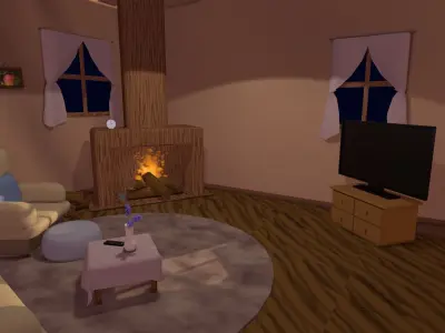 low poly interior living room Low-poly 3D model