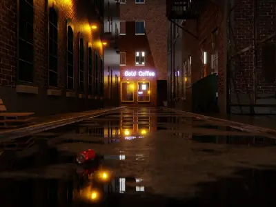 Alley 3d Scene Low-poly 3D model