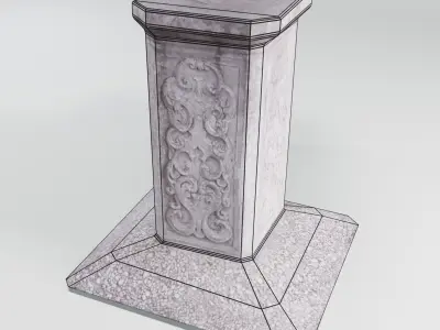 Outdoor Stone Podium Low-poly 3D model