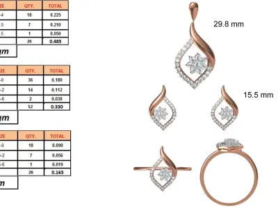 Light wt Ring Earrings Pendant set stl jcd 1-render details 3D print model 23