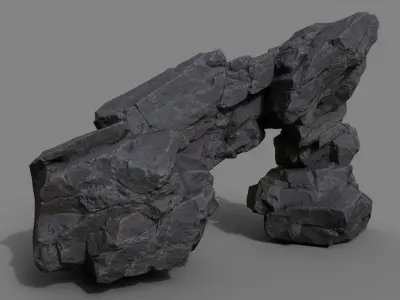 Low Poly Black Rock Formation 221219 - Ultra HD 16K Texture Low-poly 3D model