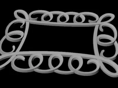 mirror metal frame with swirls 3D model