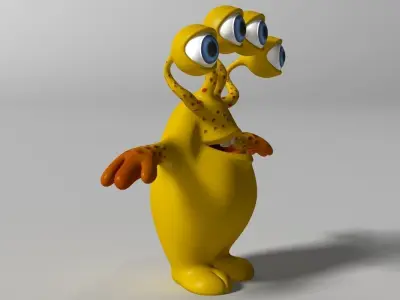 Cartoon Yellow Monster Rigged Low-poly 3D model