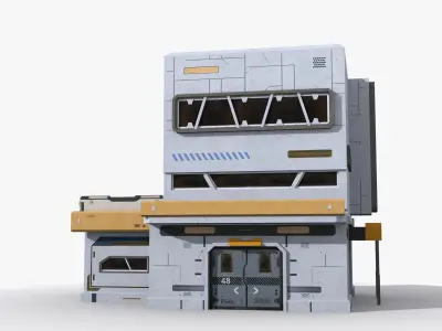 Factory Industrial Sci Fi x3 Low-poly 3D model