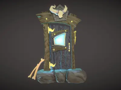 Stylized Door prop Low-poly 3D model