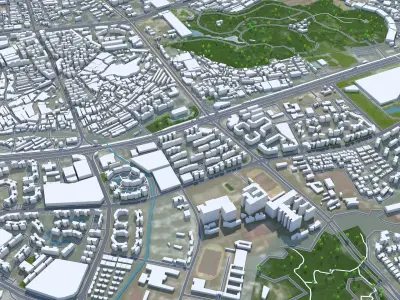 Zhongshan Guangdong Province China 80km AI Low-poly 3D model