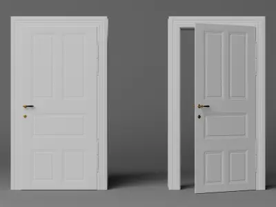 Vintage Door with Brass Handle 3D model