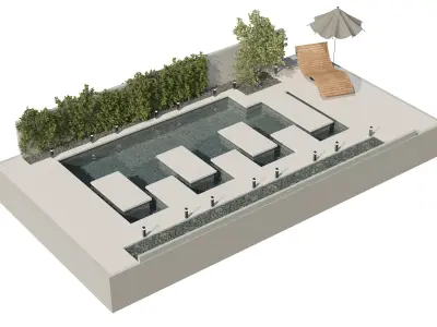 landscaping and pool design 3D model