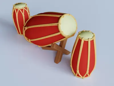 Gendang or Kendhang Low-poly 3D model
