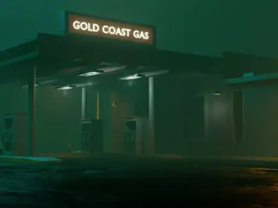 Gas station environment scene Low-poly 3D model