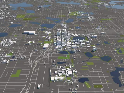 Orlando 50x50km City Map Model 3D model