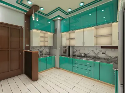 Modern Modular Kitchen Interior 3D Model  3D model